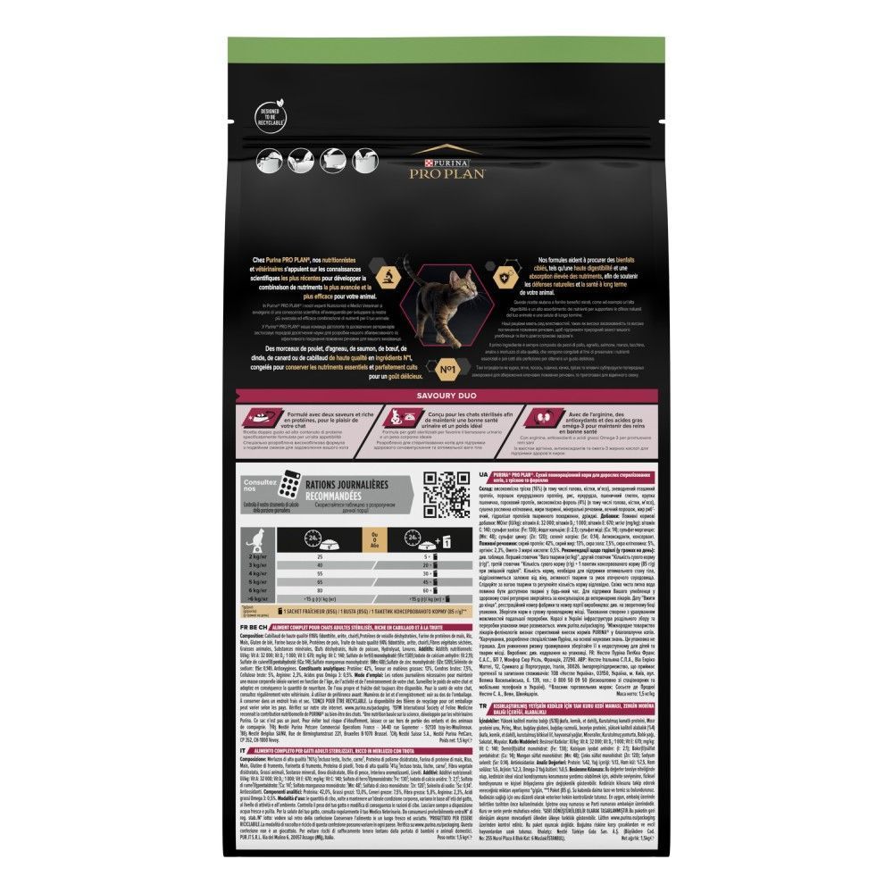 Сухой корм для кошек Pro Plan Sterilised Savoury Duo 1,5 кг - треска и форель Сухой корм для кошек Pro Plan Sterilised Savoury Duo 1,5 кг - треска и форель