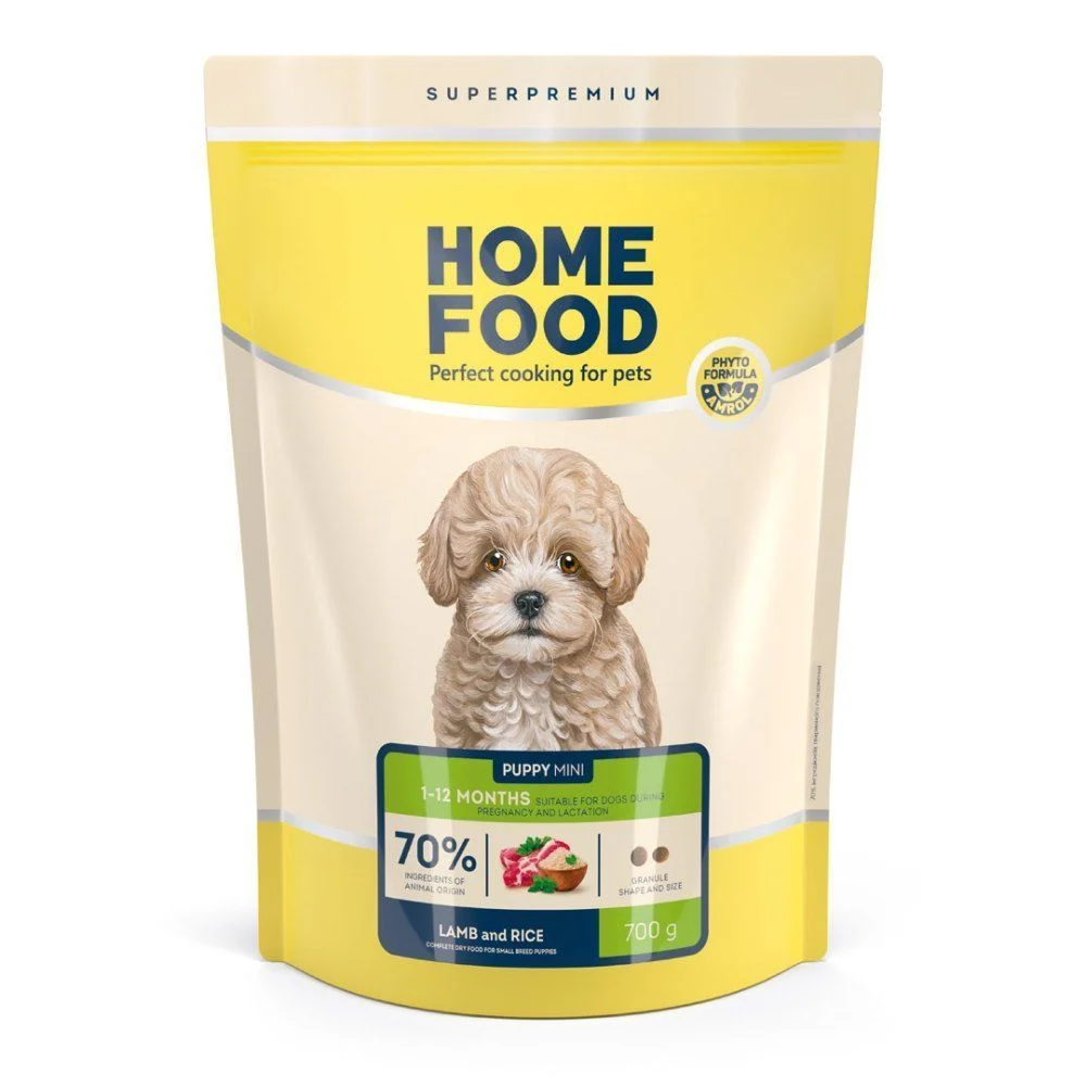 Сухий корм для цуценят Home Food Mini Puppy 1-12 months 700 г - ягня та рис Сухий корм для цуценят Home Food Mini Puppy 1-12 months 700 г - ягня та рис