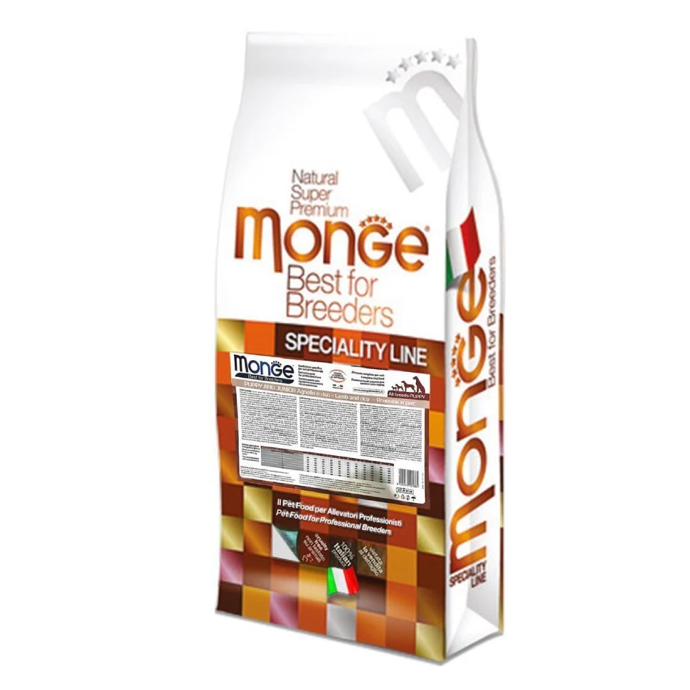 Сухой корм для щенков Monge Monoprotein All Breeds Puppy and Junior 15 кг - ягненок и рис