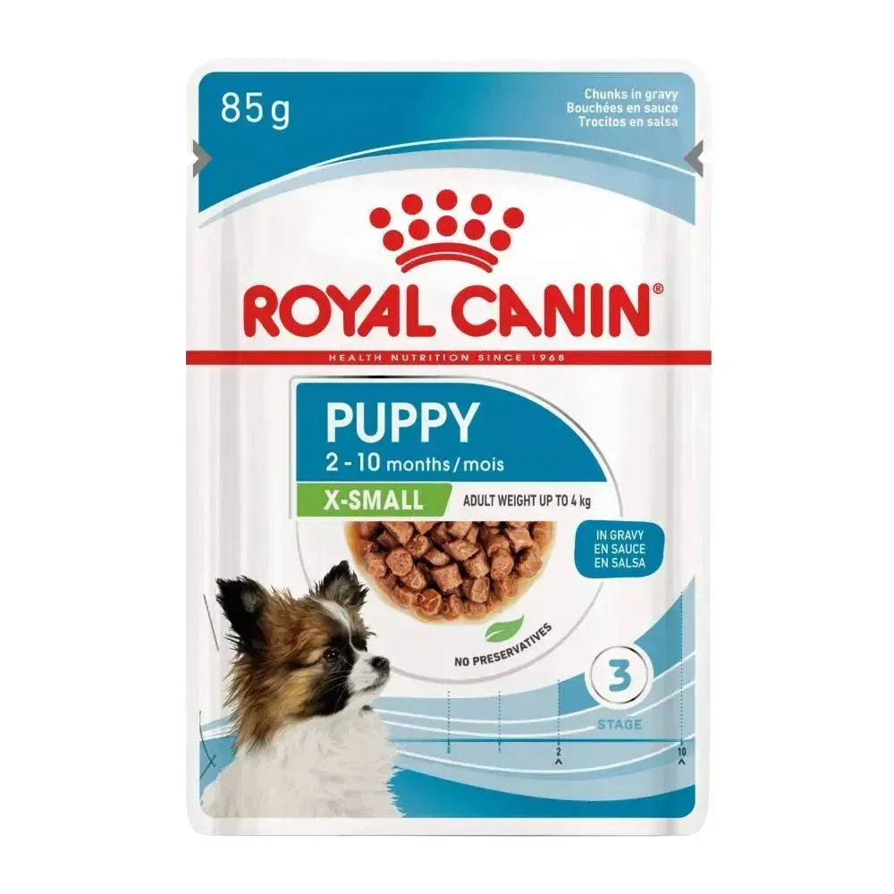 Набір сухого та вологого корму для цуценят Royal Canin Puppy X-Small 1,5 кг + 4 шт х 85 г
