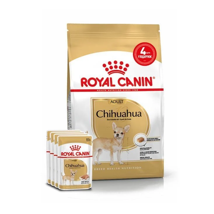 Набір сухого та вологого корму для собак Royal Canin Chihuahua Adult 1,5 кг + 4 шт х 85 г