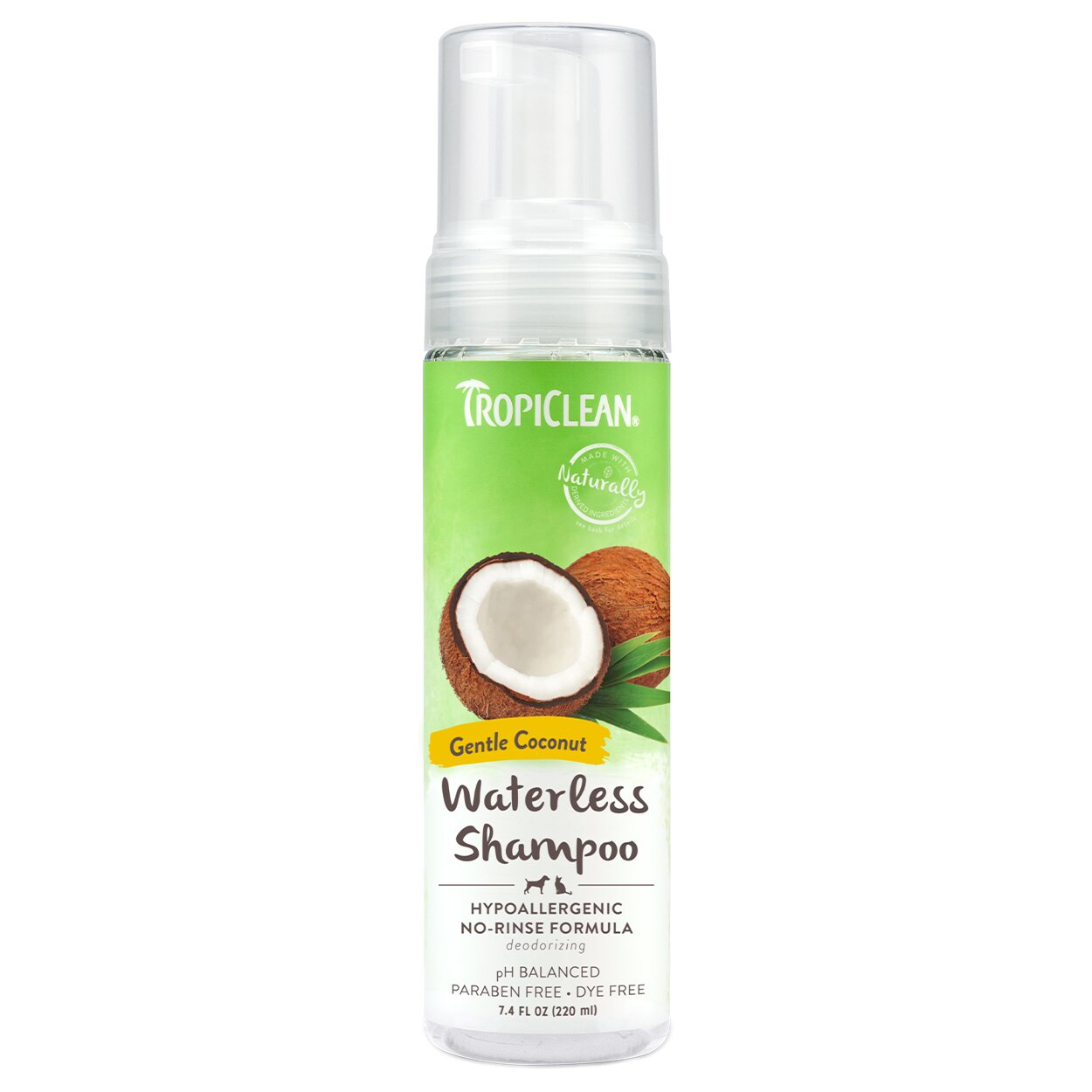 Сухой гипоаллергенный шампунь-спрей TropiClean «Gentle Coconut» (Кокос) 220 мл