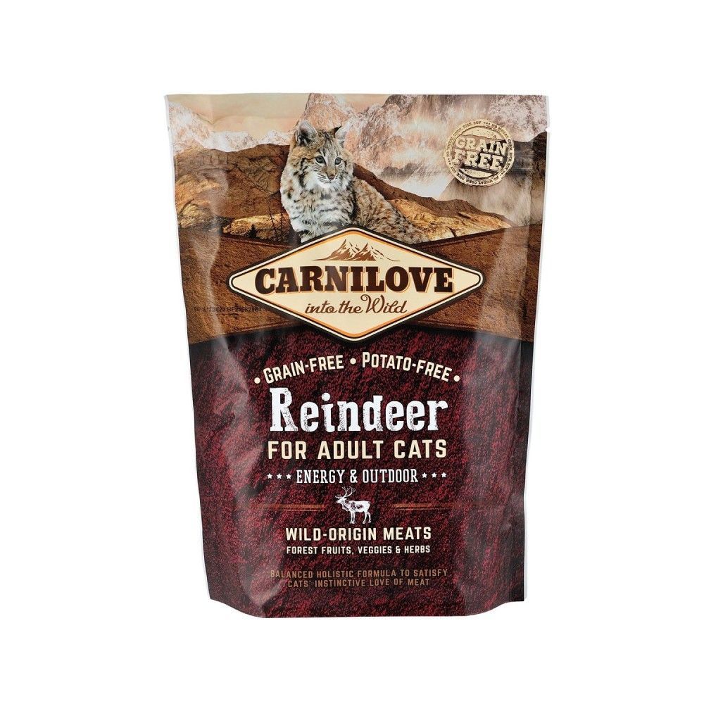 Сухий корм для котів Carnilove Reindeer Energy & Outdoors 400 г - оленина та кабан Сухий корм для котів Carnilove Reindeer Energy & Outdoors 400 г - оленина та кабан