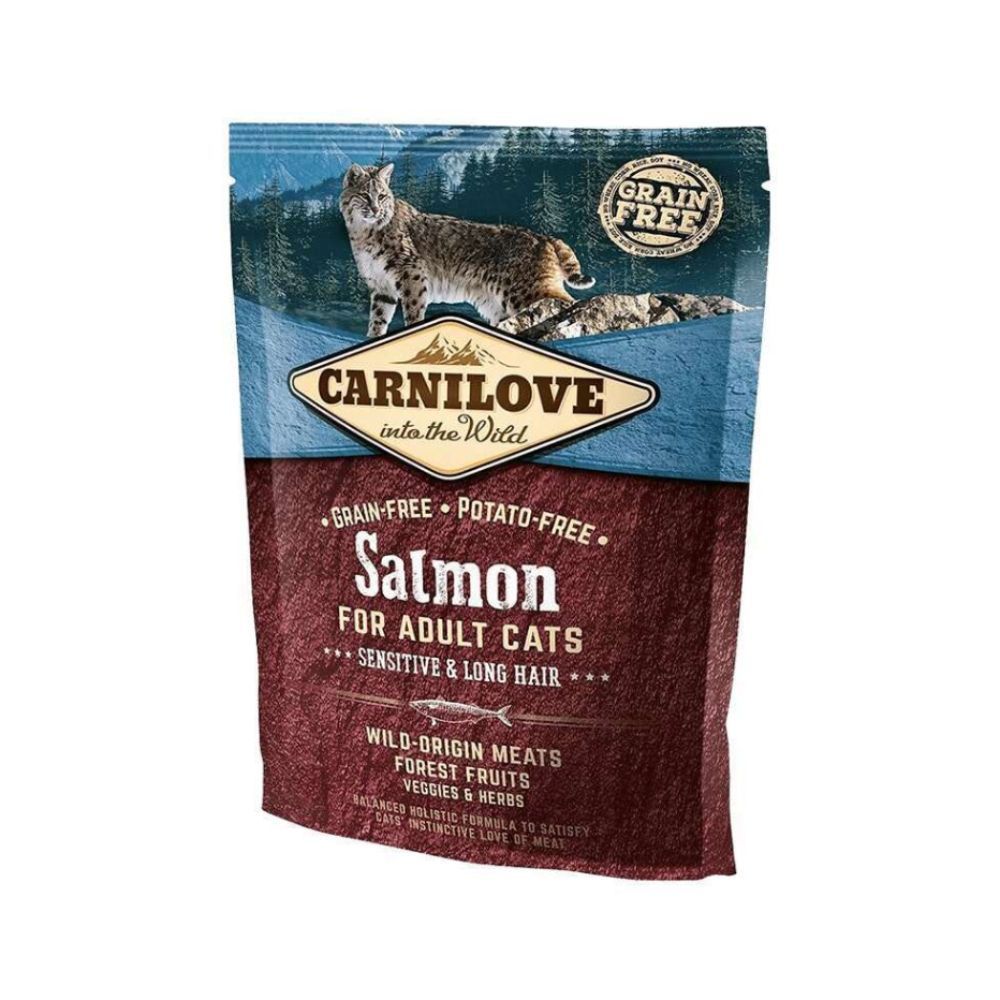 Сухой корм для кошек Carnilove Salmon Sensitive & Long Hair 400 г — лосось Сухой корм для кошек Carnilove Salmon Sensitive & Long Hair 400 г — лосось