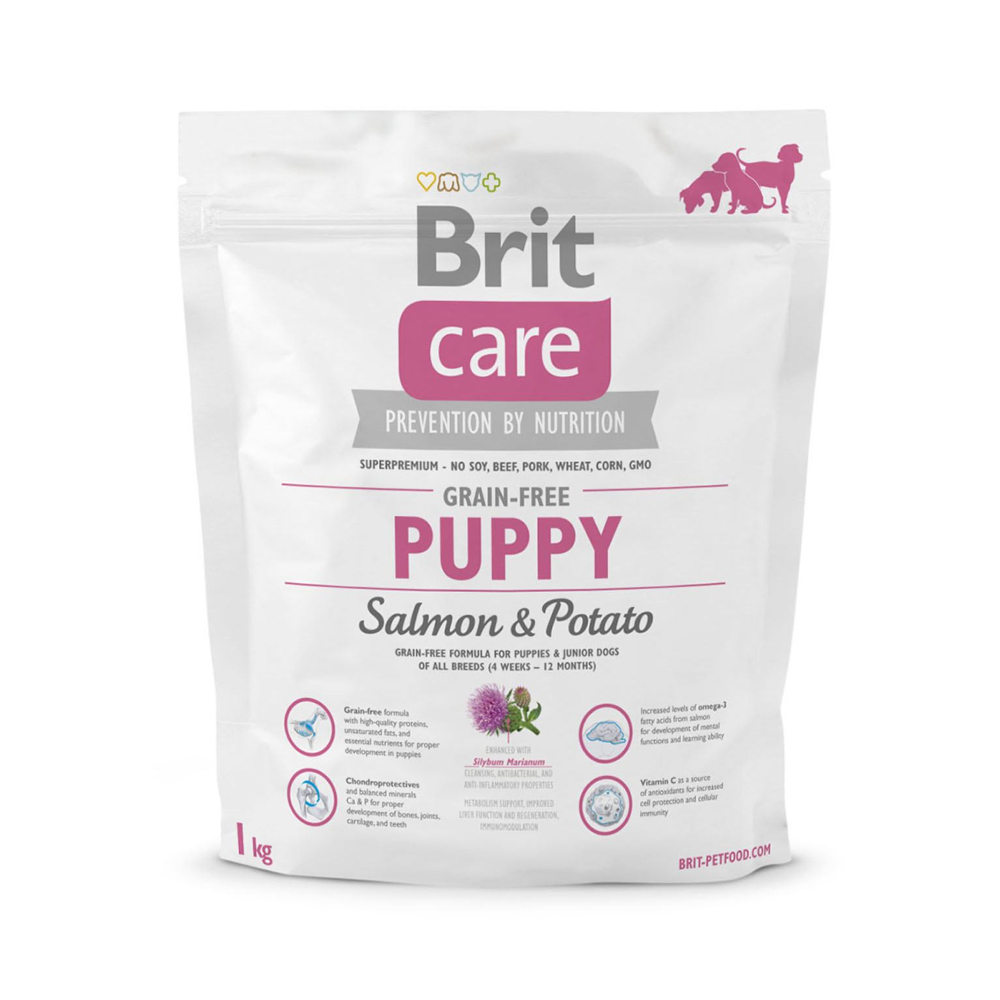 Сухой корм для щенков всех пород Brit Care GF Puppy Salmon & Potato 1 кг (лосось) Сухой корм для щенков всех пород Brit Care GF Puppy Salmon & Potato 1 кг (лосось)