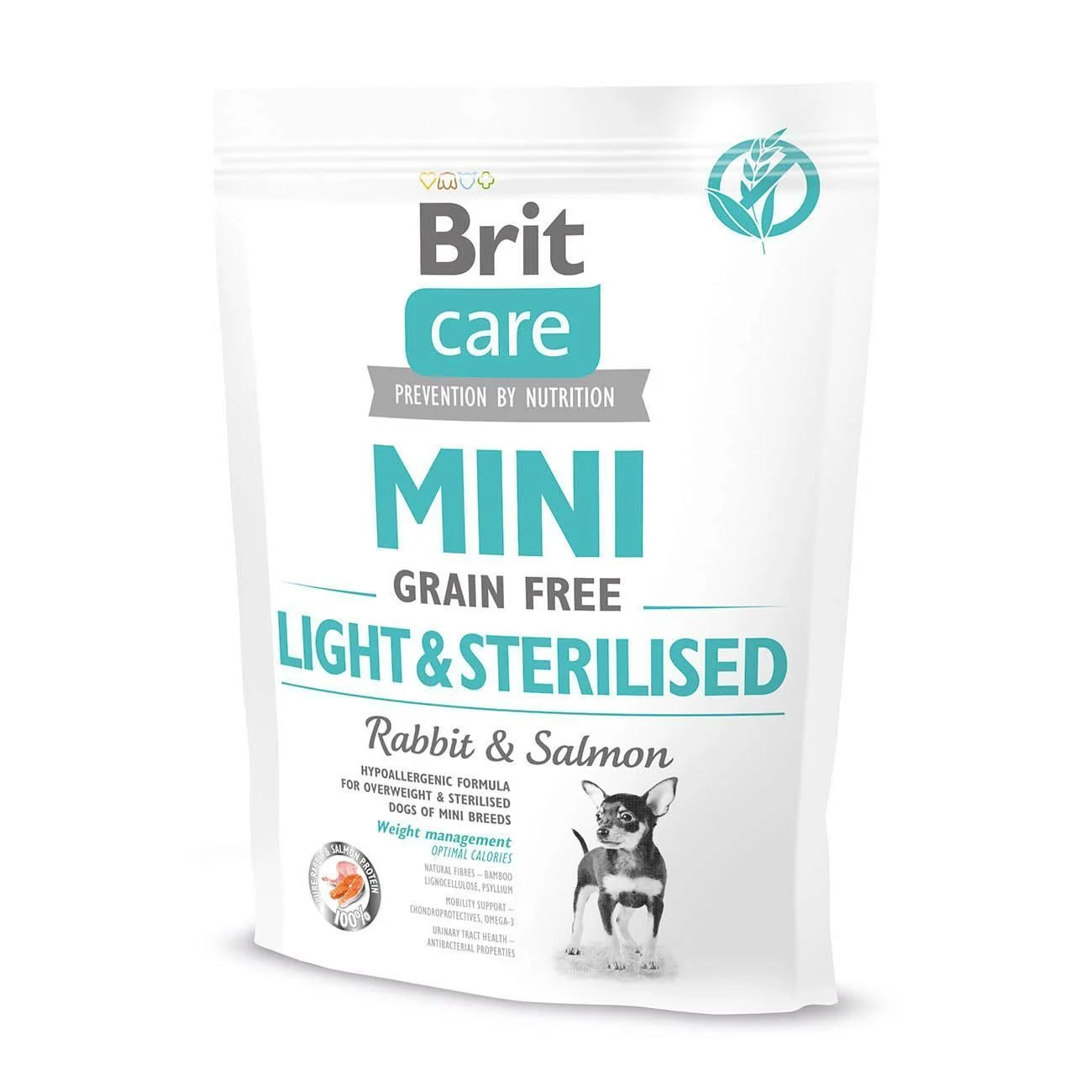 Сухий корм для собак Brit Care Grain Free Mini Light&Sterilised 400 г - кролик і лосось Сухий корм для собак Brit Care Grain Free Mini Light&Sterilised 400 г - кролик і лосось