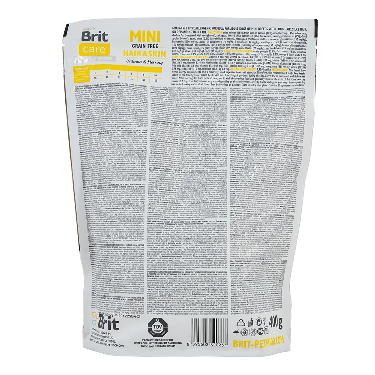 Сухий корм для собак Brit Care Mini GF Hair&Skin 400 г - лосось та оселедець Сухий корм для собак Brit Care Mini GF Hair&Skin 400 г - лосось та оселедець