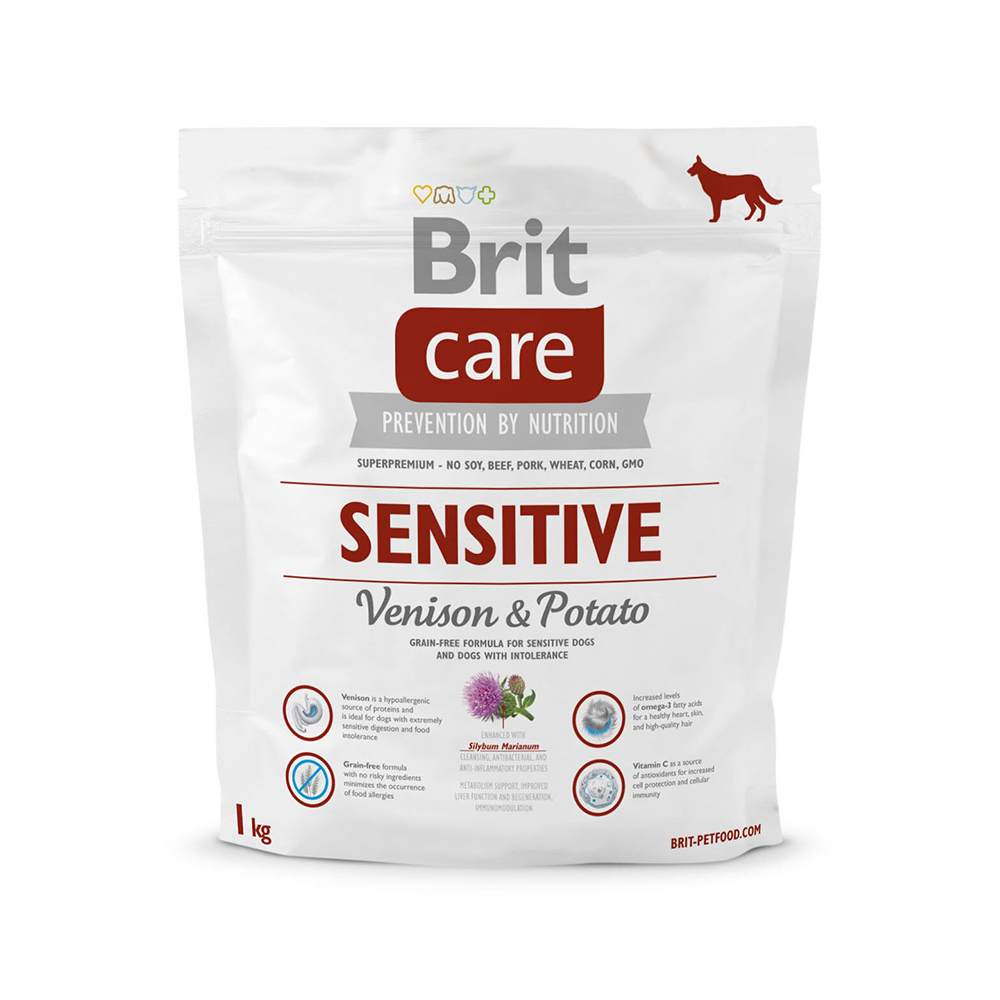 Сухий корм для собак з чутливим травленням Brit Care Sensitive Venison & Potato 1 кг (оленина та картопля) Сухий корм для собак з чутливим травленням Brit Care Sensitive Venison & Potato 1 кг (оленина та картопля)