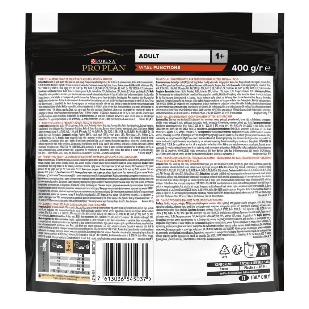 Сухой корм для кошек Pro Plan Adult Vital Functions 400 г - лосось Сухой корм для кошек Pro Plan Adult Vital Functions 400 г - лосось