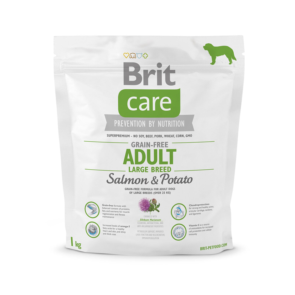 Сухой корм для взрослых собак крупных пород (весом от 25 до 45 кг) Brit Care GF Adult Large Breed Salmon & Potato 1 кг (лосось) Сухой корм для взрослых собак крупных пород (весом от 25 до 45 кг) Brit Care GF Adult Large Breed Salmon & Potato 1 кг (лосось)
