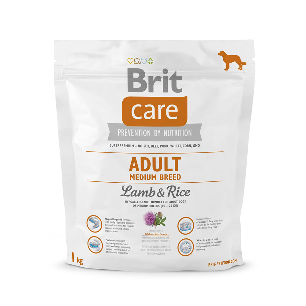 Сухой корм для взрослых собак средних пород (весом от 10 до 25 кг) Brit Care Adult Medium Breed Lamb & Rice 1 кг (ягненок и рис) Сухой корм для взрослых собак средних пород (весом от 10 до 25 кг) Brit Care Adult Medium Breed Lamb & Rice 1 кг (ягненок и рис)