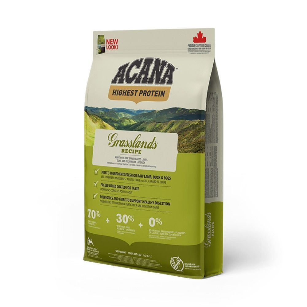 Сухой корм для собак Acana Highest Protein Grasslands Recipe 6 кг - ягнёнок