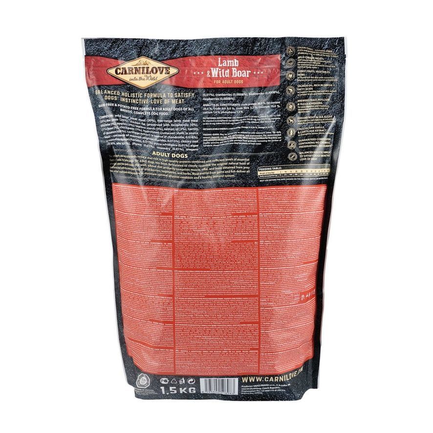Сухой корм для собак Carnilove Lamb & Wild Boar 1,5 кг - ягненок и кабан Сухой корм для собак Carnilove Lamb & Wild Boar 1,5 кг - ягненок и кабан