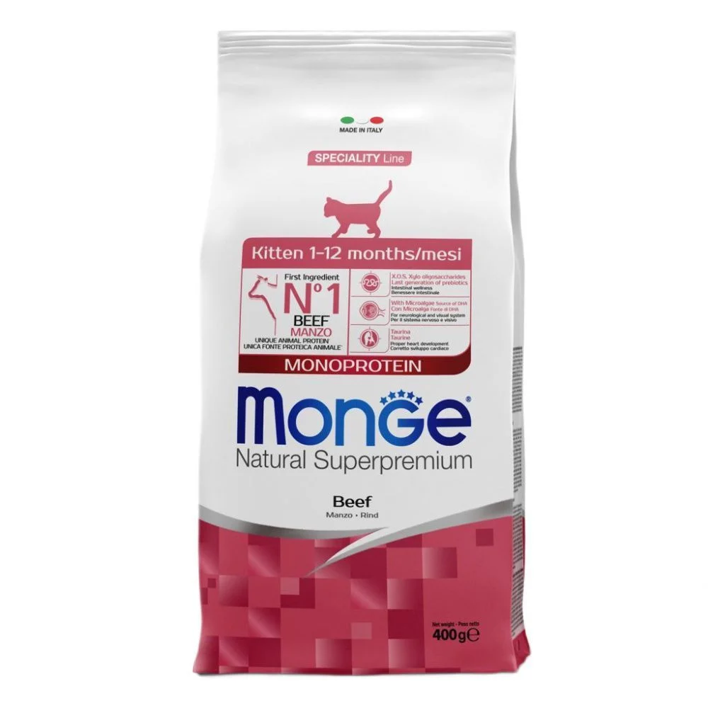 Сухий корм для кошенят Monge Monoprotein Kitten 400 г - яловичина Сухий корм для кошенят Monge Monoprotein Kitten 400 г - яловичина