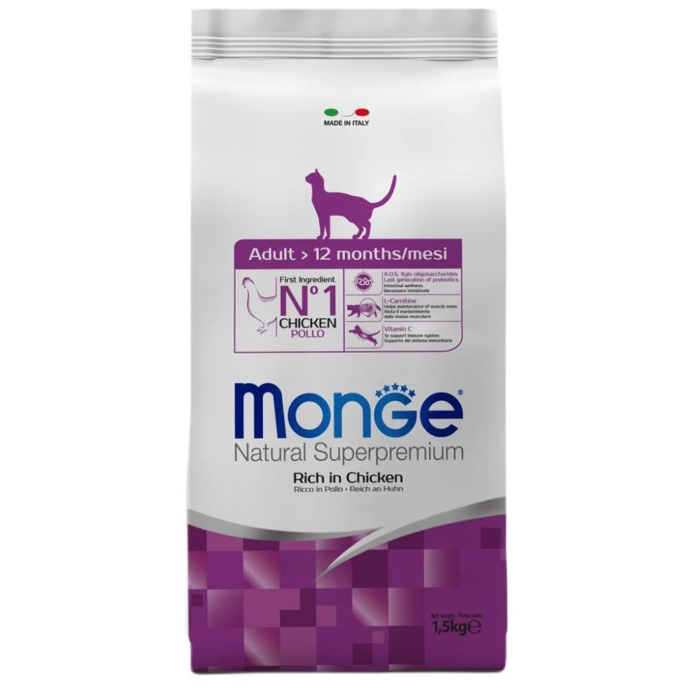 Сухой корм для кошек Monge Adult 1,5 кг - курица Сухой корм для кошек Monge Adult 1,5 кг - курица