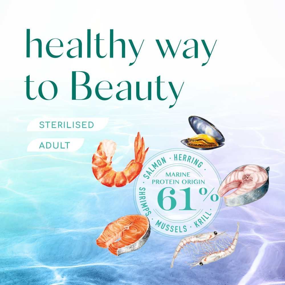 Сухий корм для котів Optimeal Beauty Fitness Healthy Weight Sterilised 1,5 кг - морепродукти Сухий корм для котів Optimeal Beauty Fitness Healthy Weight Sterilised 1,5 кг - морепродукти
