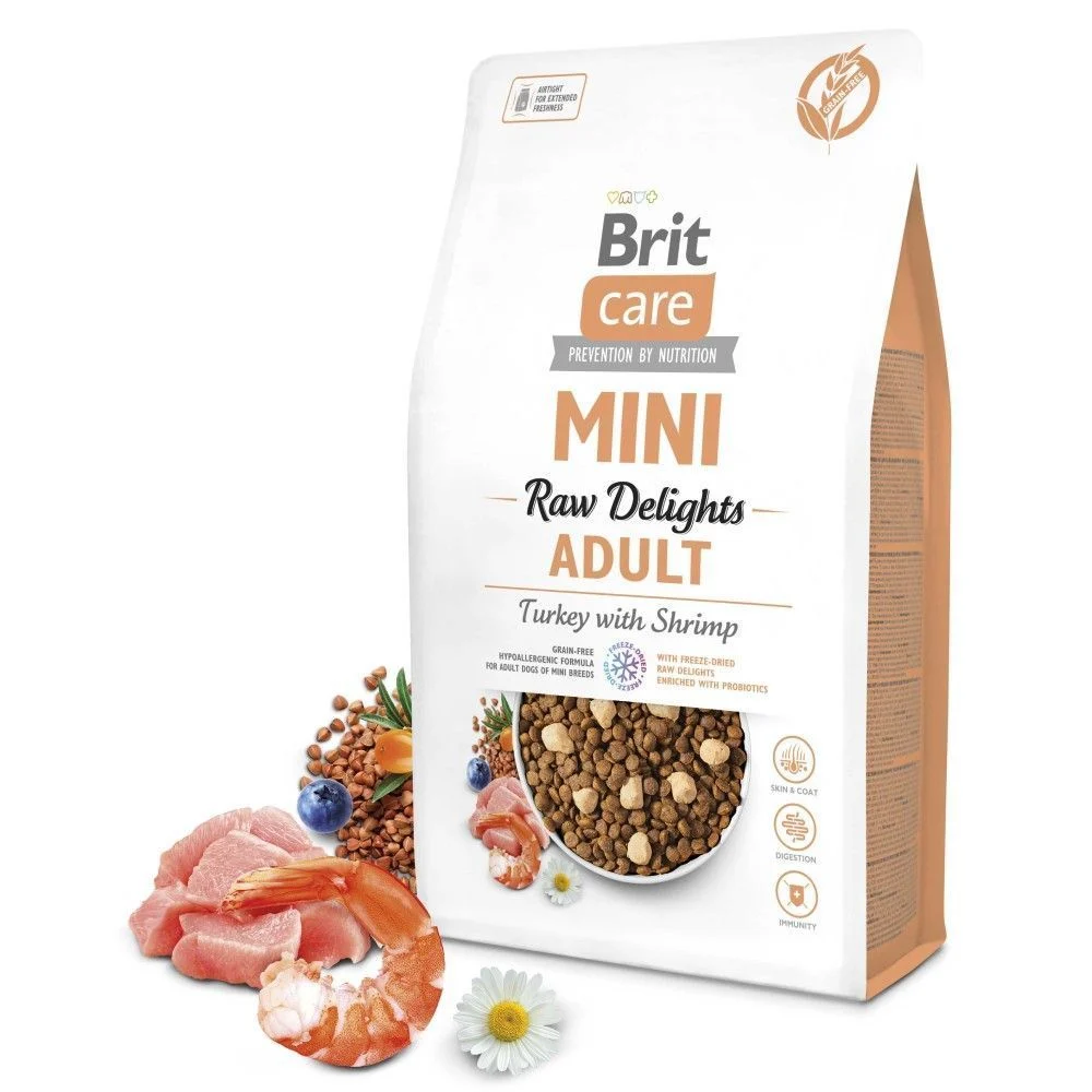 Сухой корм для собак Brit Care Mini Raw Delights Adult 2 кг - индейка и креветки Сухой корм для собак Brit Care Mini Raw Delights Adult 2 кг - индейка и креветки