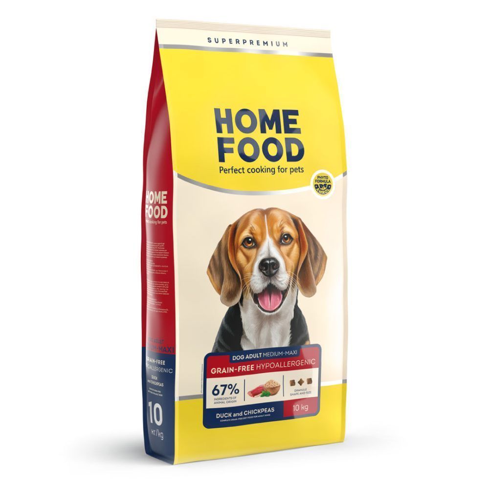 Сухий корм для собак Home Food Grain-Free Hypoallergenic Adult Medium Maxi 10 кг - качка та нут Сухий корм для собак Home Food Grain-Free Hypoallergenic Adult Medium Maxi 10 кг - качка та нут