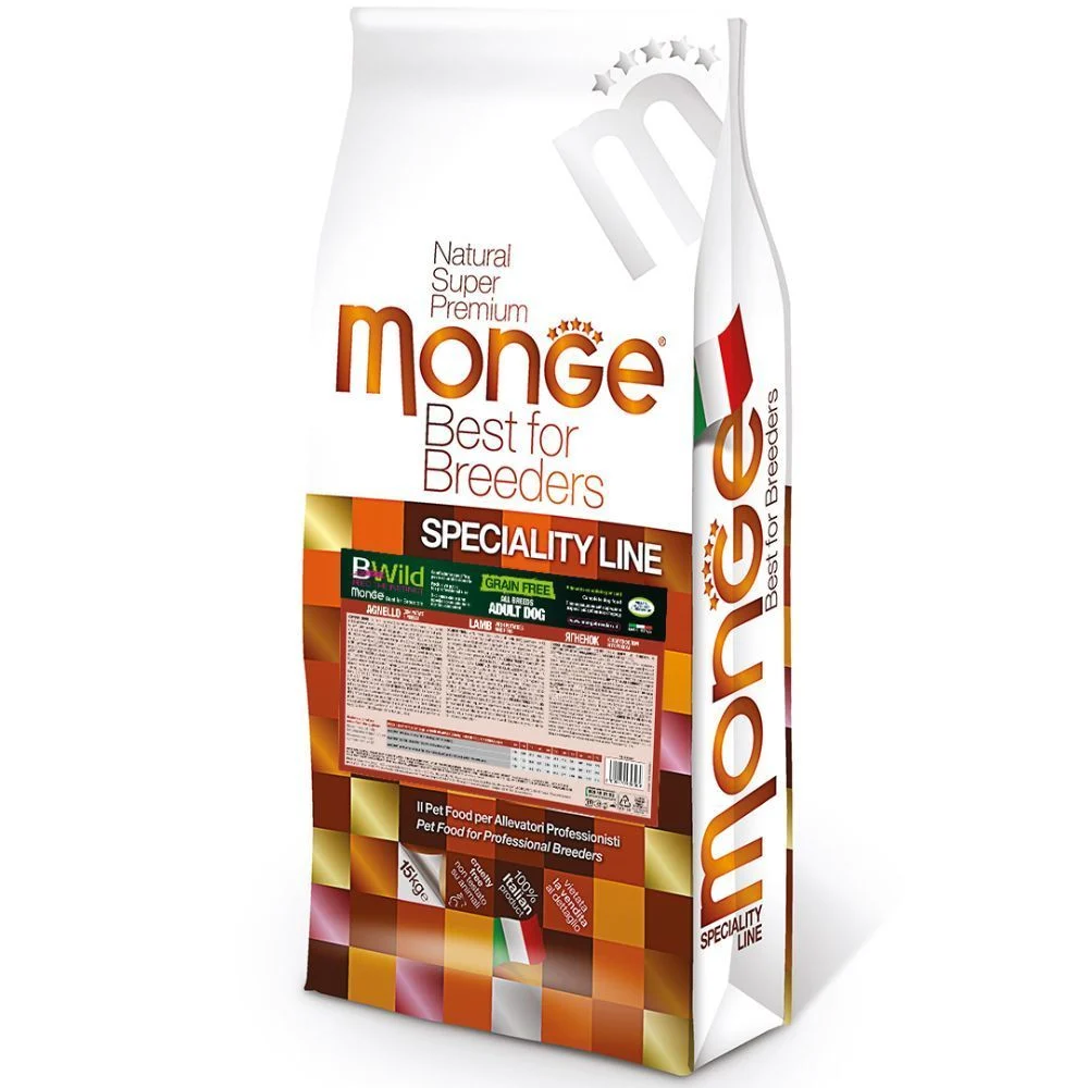 Сухой корм для собак Monge Bwild Grain Free 15 кг - ягненок Сухой корм для собак Monge Bwild Grain Free 15 кг - ягненок