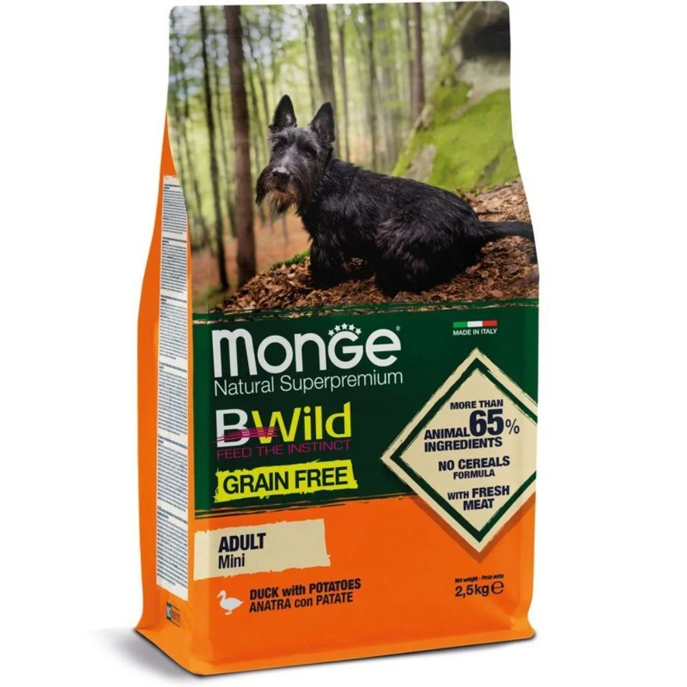 Сухий корм для собак Monge Bwild Grain Free Mini 2,5 кг - качка Сухий корм для собак Monge Bwild Grain Free Mini 2,5 кг - качка