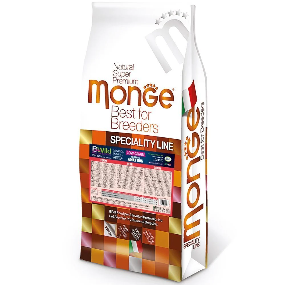 Сухой корм для собак Monge Bwild Low Grain 15 кг - оленина Сухой корм для собак Monge Bwild Low Grain 15 кг - оленина