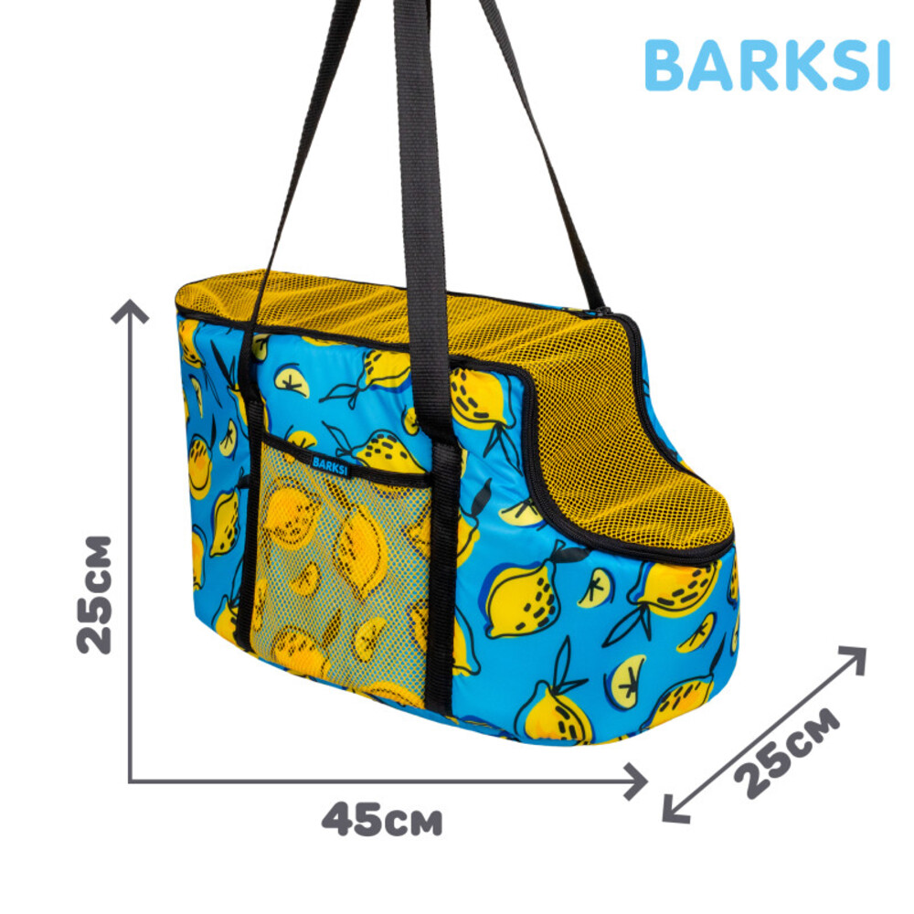 Сумка-переноска для собак Barksi Лимони M 45х25х25 см - синьо-жовтий