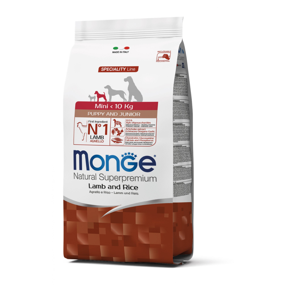 Сухой корм для ценков Monge Mini Puppy and Junior 7,5 кг - ягненок и рис