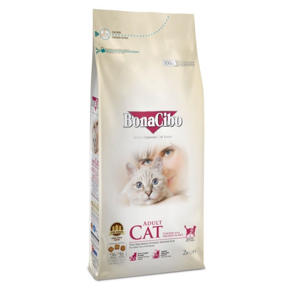 Сухий корм для котів BonaCibo Adult Cat 2 кг - курка, анчоуси та рис Сухий корм для котів BonaCibo Adult Cat 2 кг - курка, анчоуси та рис