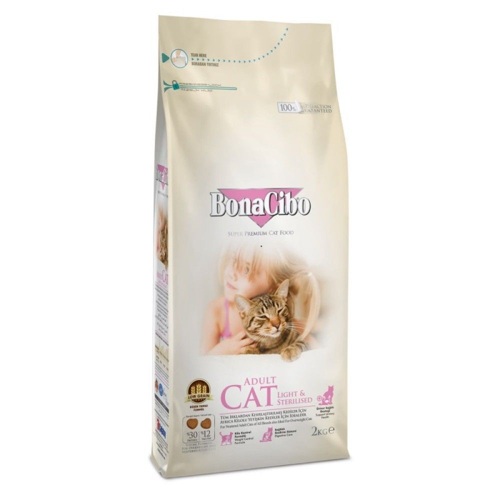 Сухий корм для котів BonaCibo Adult Cat Light & Sterilised 2 кг - курка, анчоуси та рис Сухий корм для котів BonaCibo Adult Cat Light & Sterilised 2 кг - курка, анчоуси та рис