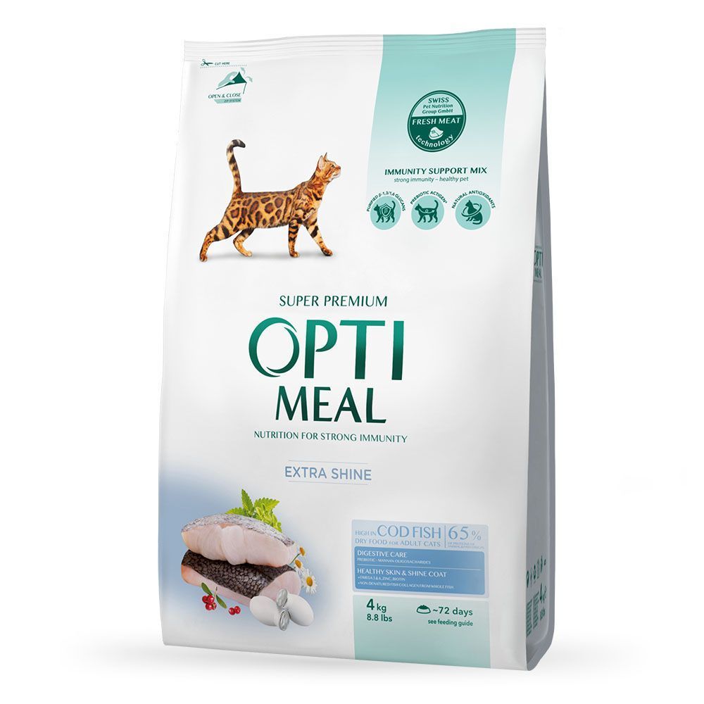 Сухой корм для кошек Optimeal Extra Shine 4 кг - треска