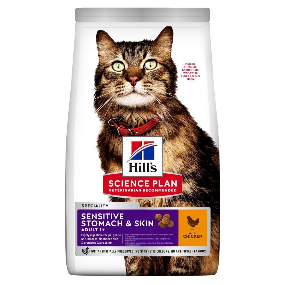 Сухой корм для кошек Hill's Science Plan Sensitive Stomach & Skin Adult 7 кг - курица Сухой корм для кошек Hill's Science Plan Sensitive Stomach & Skin Adult 7 кг - курица