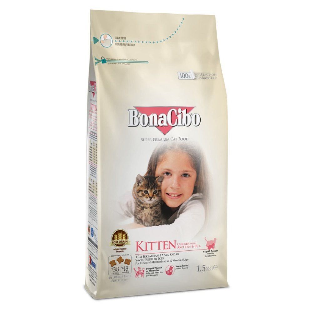 Сухий корм для кошенят BonaCibo Kitten 1,5 кг - курка, анчоуси та рис Сухий корм для кошенят BonaCibo Kitten 1,5 кг - курка, анчоуси та рис