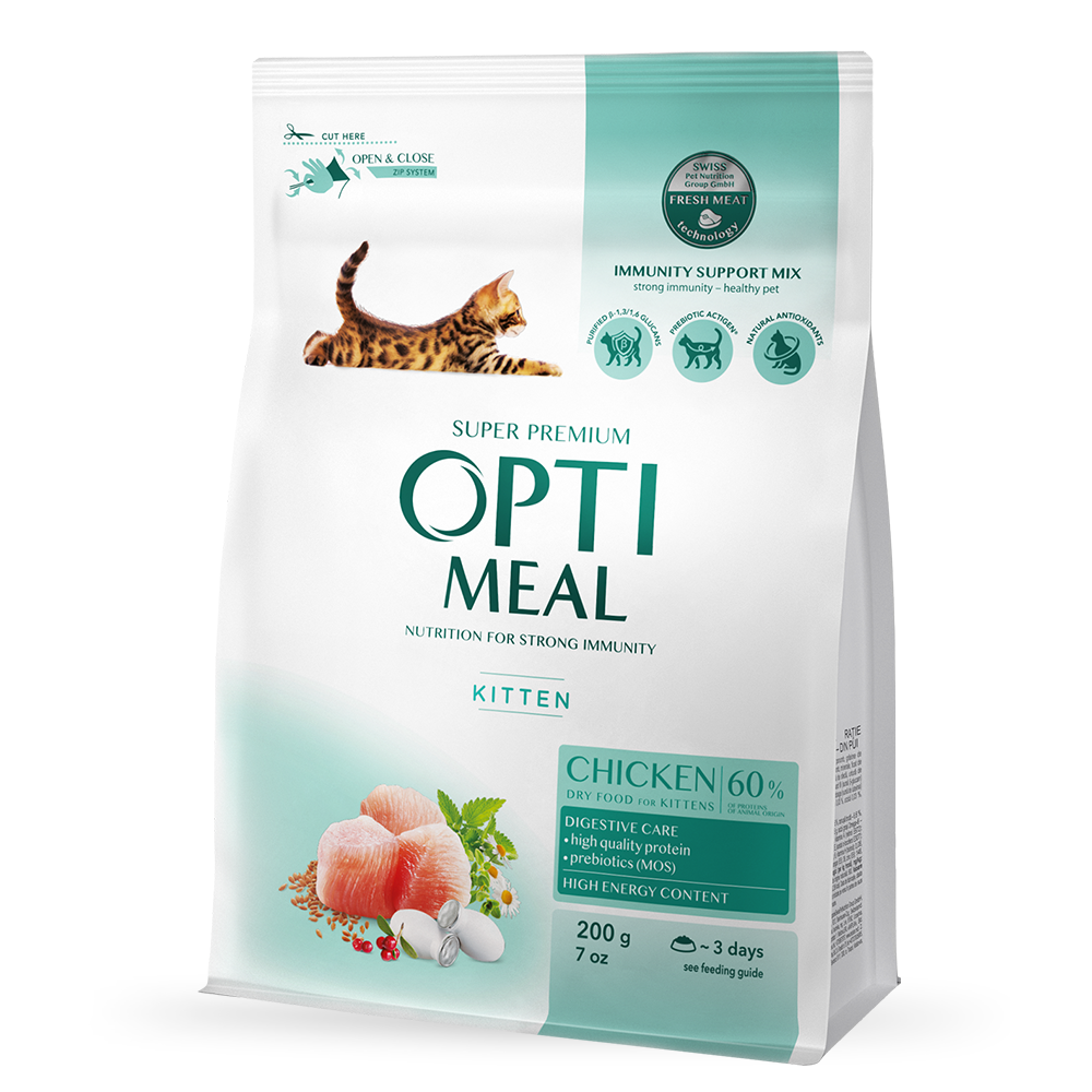 Сухой корм для котят Optimeal Kitten 200 г - курица