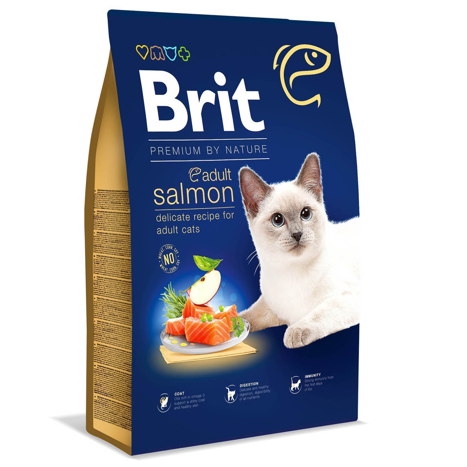 Сухой корм для кошек Brit Premium by Nature Adult 8 кг - лосось Сухой корм для кошек Brit Premium by Nature Adult 8 кг - лосось