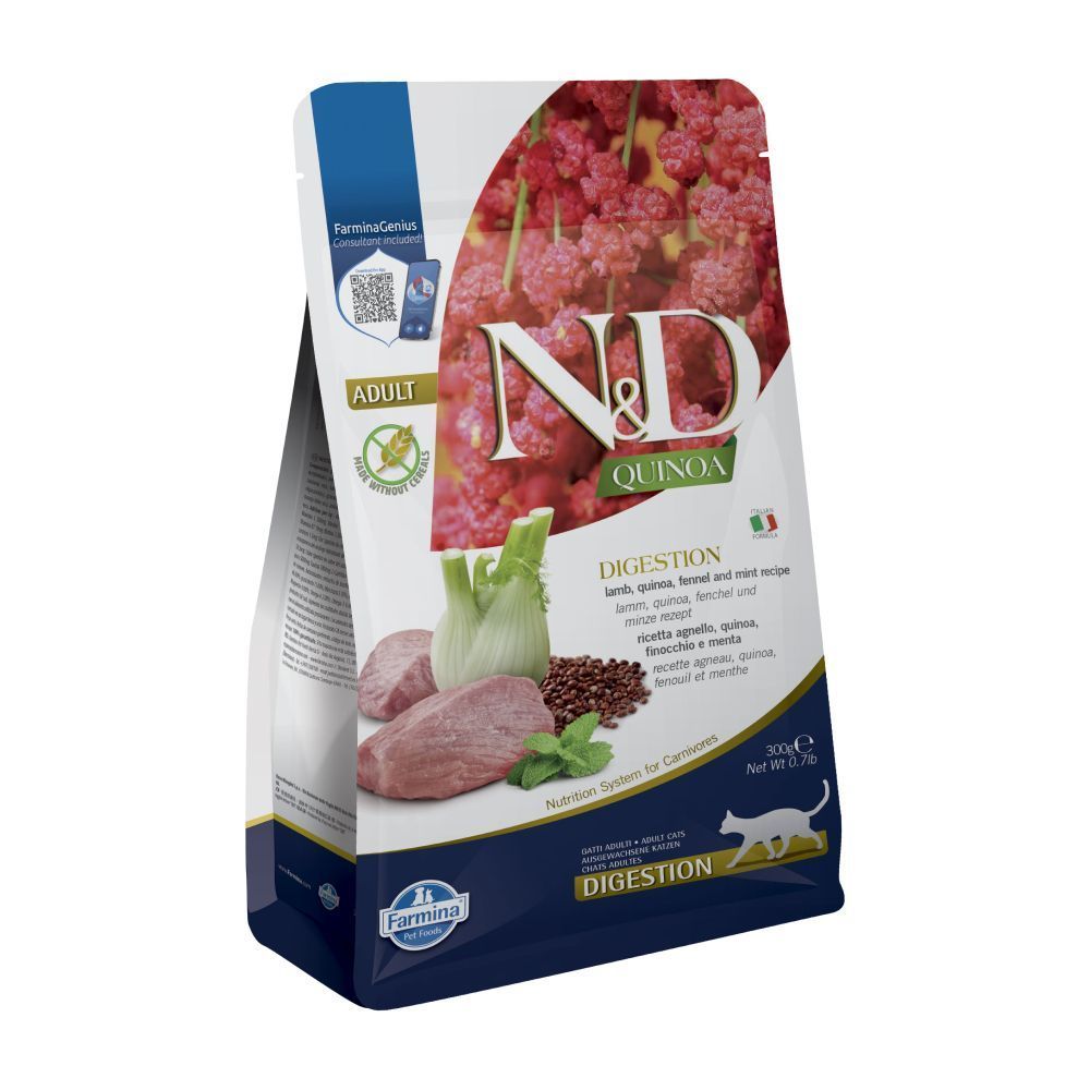 Сухий корм для котів Farmina N&D Quinoa Digestion Adult 300 г - ягня, кіноа та фенхель Сухий корм для котів Farmina N&D Quinoa Digestion Adult 300 г - ягня, кіноа та фенхель