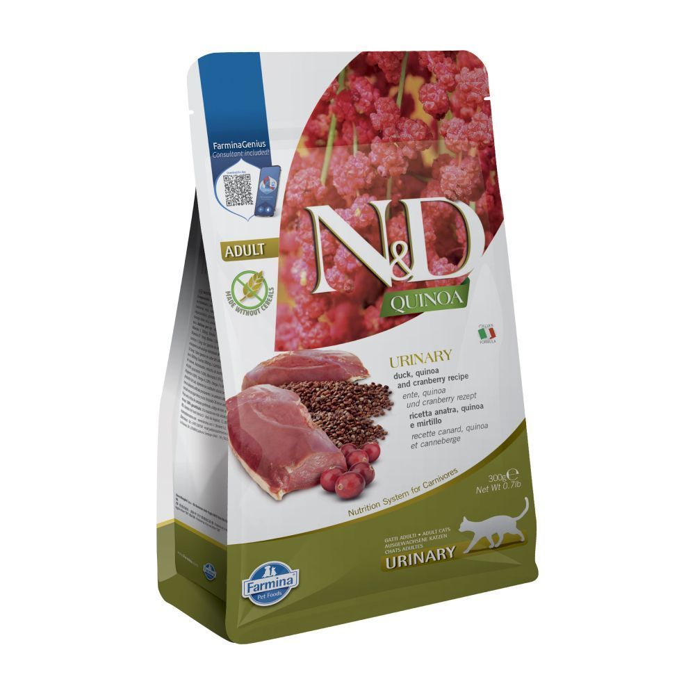 Сухий корм для котів Farmina N&D Quinoa Urinary Adult 300 г - качка, кіноа, журавлина та ромашка Сухий корм для котів Farmina N&D Quinoa Urinary Adult 300 г - качка, кіноа, журавлина та ромашка
