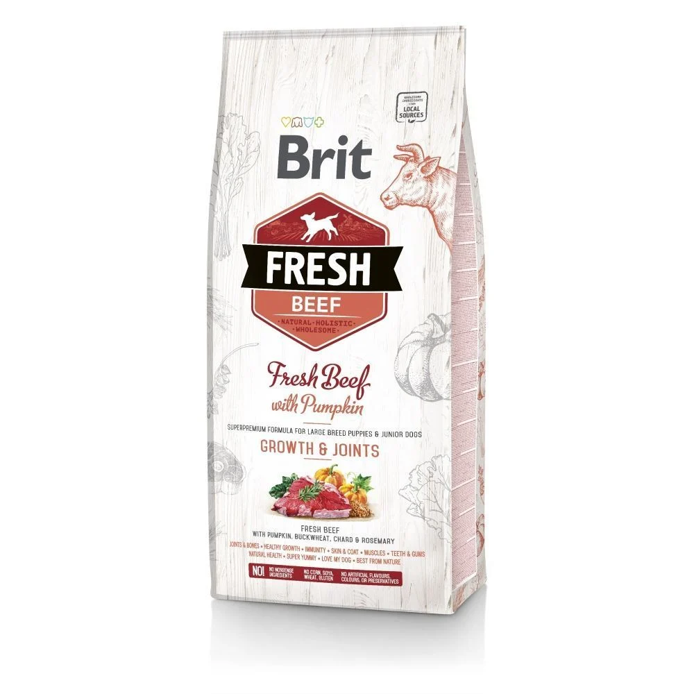 Сухой корм для щенков Brit Fresh Puppy Junior Growth & Joints 12 кг - говядина и тыква