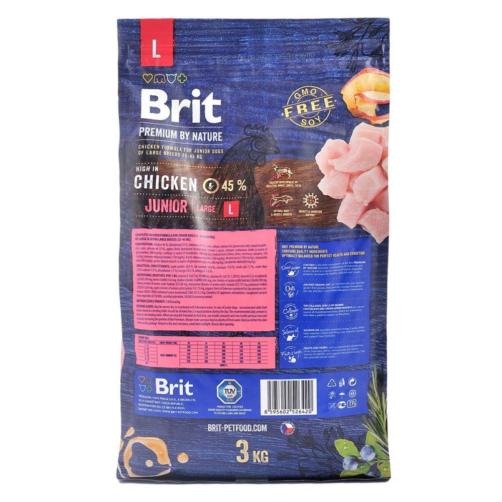 Brit Premium Dog Junior L сухой корм для щенков 15 кг – курица