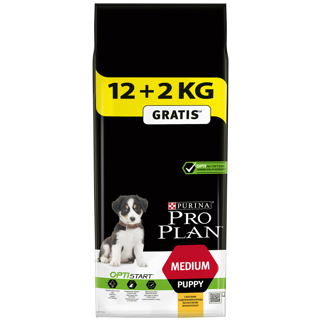 Сухой корм для щенков и молодых собак средних пород Pro Plan Puppy Medium 12 + 2 кг (курица) Сухой корм для щенков и молодых собак средних пород Pro Plan Puppy Medium 12 + 2 кг (курица)