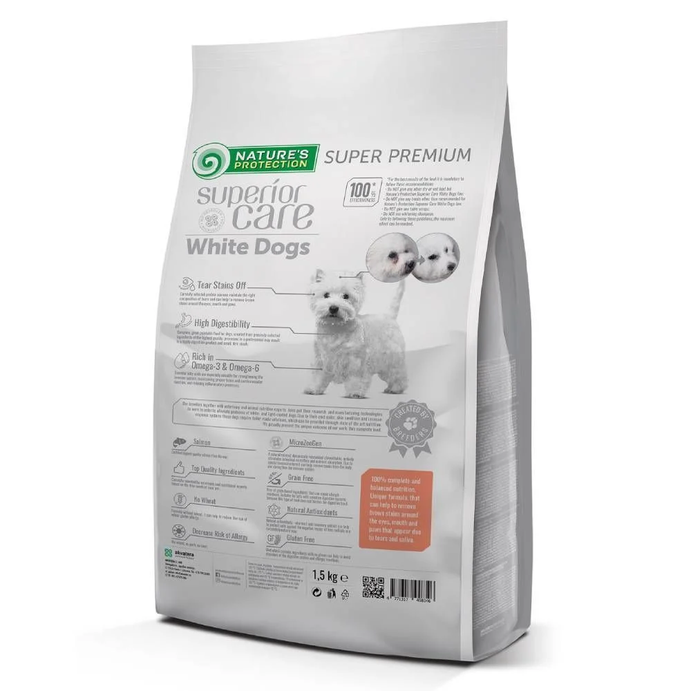 Сухий корм для собак Nature's Protection Superior Care White Dogs Grain Free Adult Small & Mini Breeds 1,5 кг - лосось