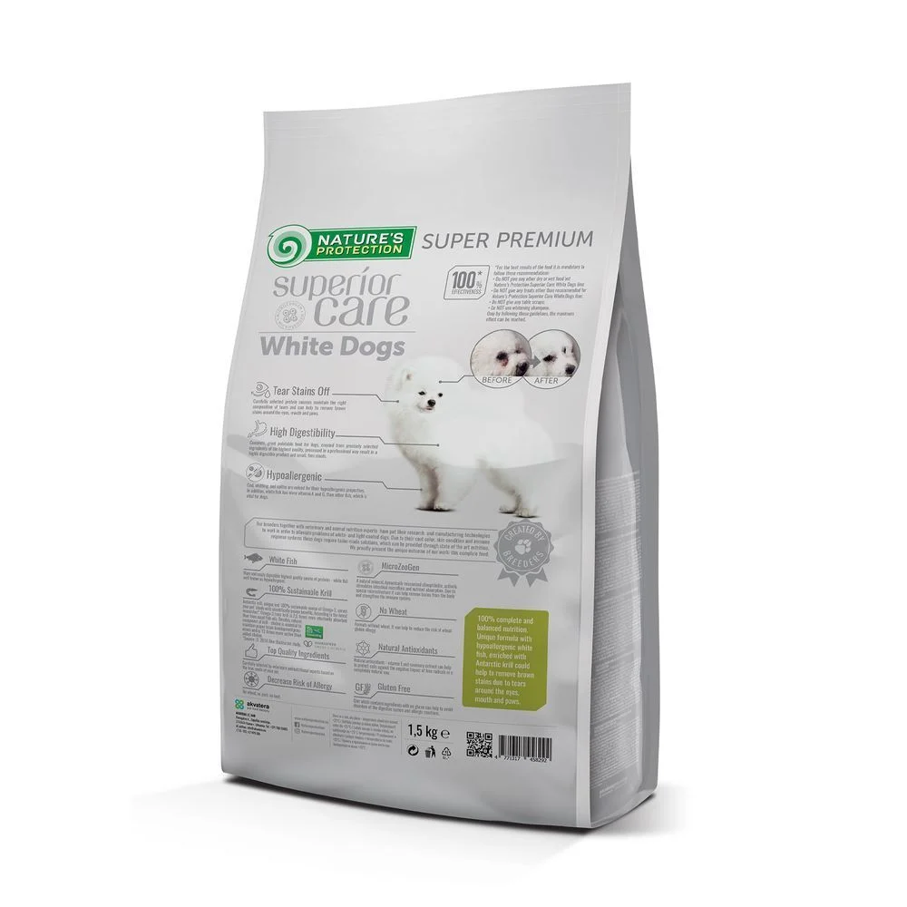 Сухий корм для цуценят Nature's Protection Superior Care White Dogs Grain Free Junior Small & Mini Breeds 1,5 кг - біла риба