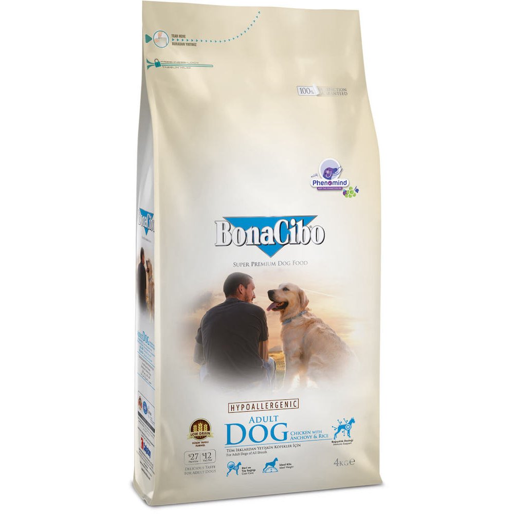 Сухий корм для собак BonaCibo Adult Dog 4 кг - курка, рис та анчоуси