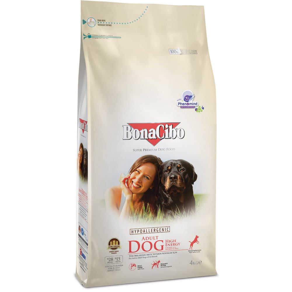 Сухий корм для собак BonaCibo Adult Dog High Energy 4 кг - курка, рис та анчоуси