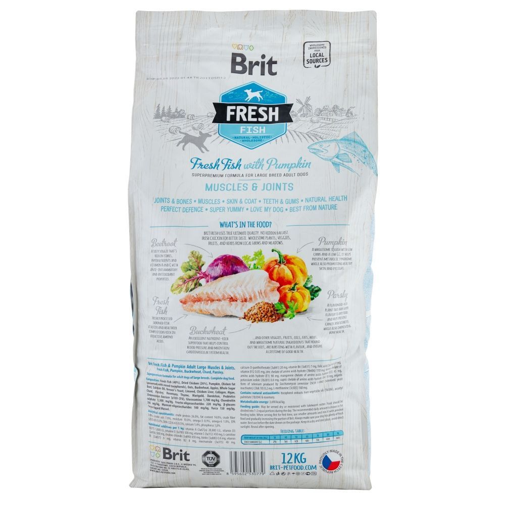 Cухий корм для собак Brit Fresh Adult Muscles & Joints 12 кг - риба та гарбуз