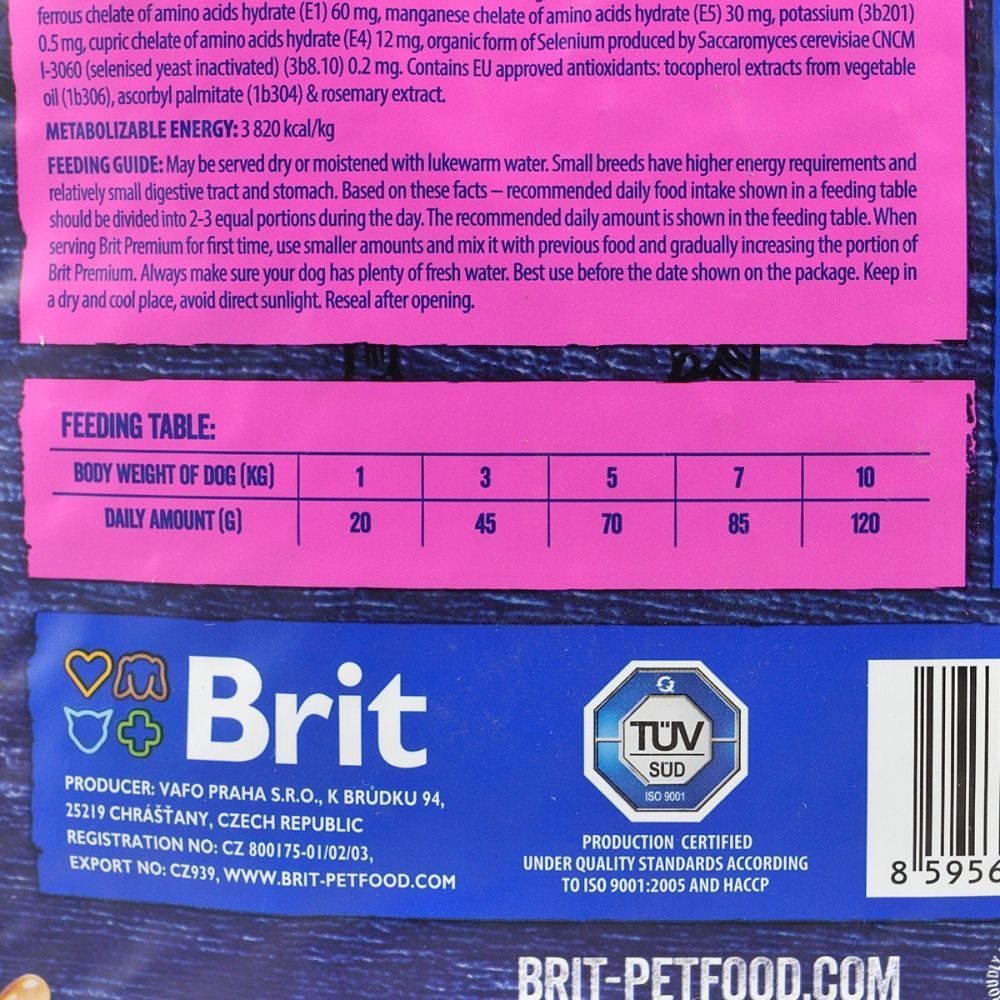 Cухий корм для собак Brit Premium Dog Adult S 3 кг - курка