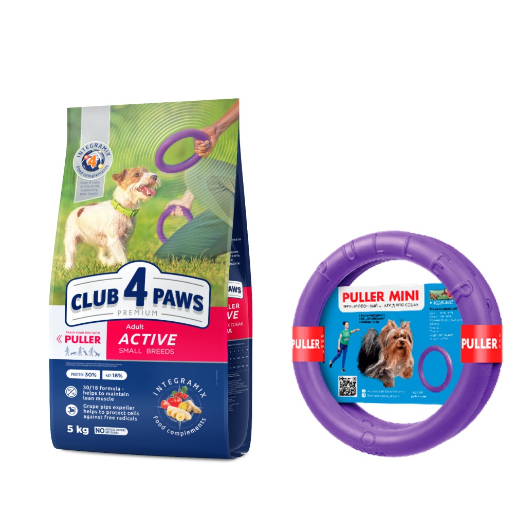 Сухий корм для собак Club 4 Paws Premium Adult Active Small Breeds 5 кг - курка + Puller Сухий корм для собак Club 4 Paws Premium Adult Active Small Breeds 5 кг - курка + Puller