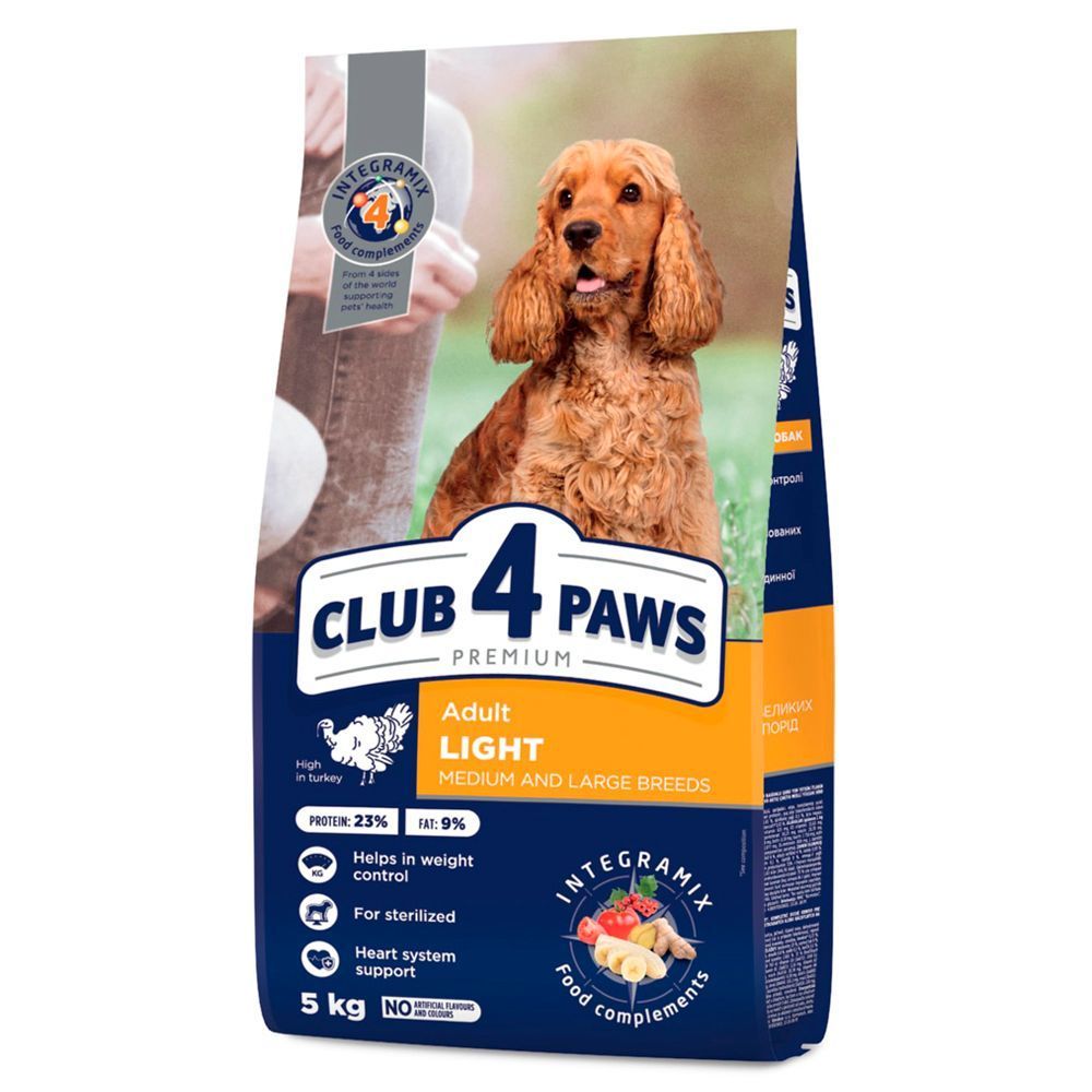 Сухий корм для собак Club 4 Paws Premium Adult Light Medium & Large Breeds 5 кг - індичка Сухий корм для собак Club 4 Paws Premium Adult Light Medium & Large Breeds 5 кг - індичка