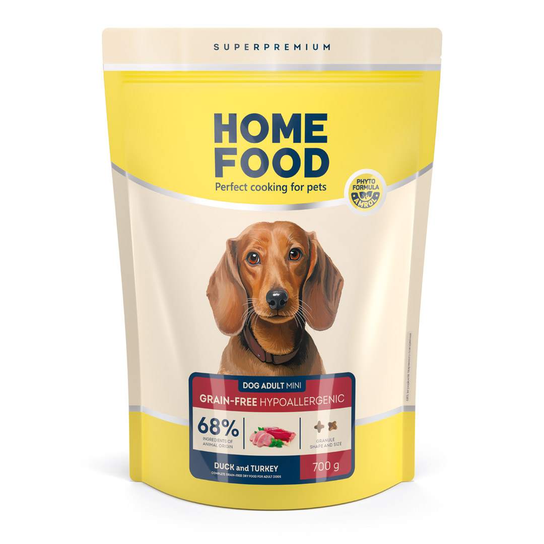 Сухий корм для собак Home Food Grain Free Hypoallergenic Adult Mini 700 г - качка та індичка Сухий корм для собак Home Food Grain Free Hypoallergenic Adult Mini 700 г - качка та індичка