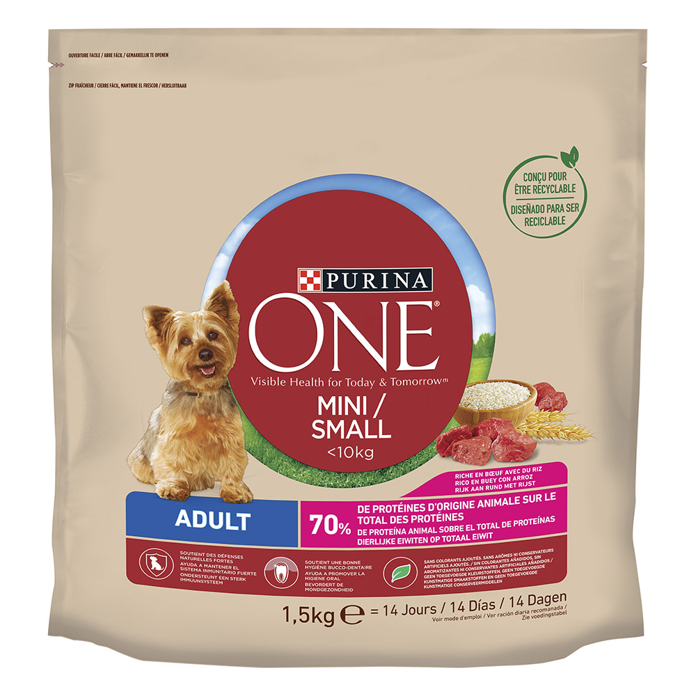 Сухой корм для собак мелких пород Purina One Mini 1,5 кг (говядина и рис) Сухой корм для собак мелких пород Purina One Mini 1,5 кг (говядина и рис)