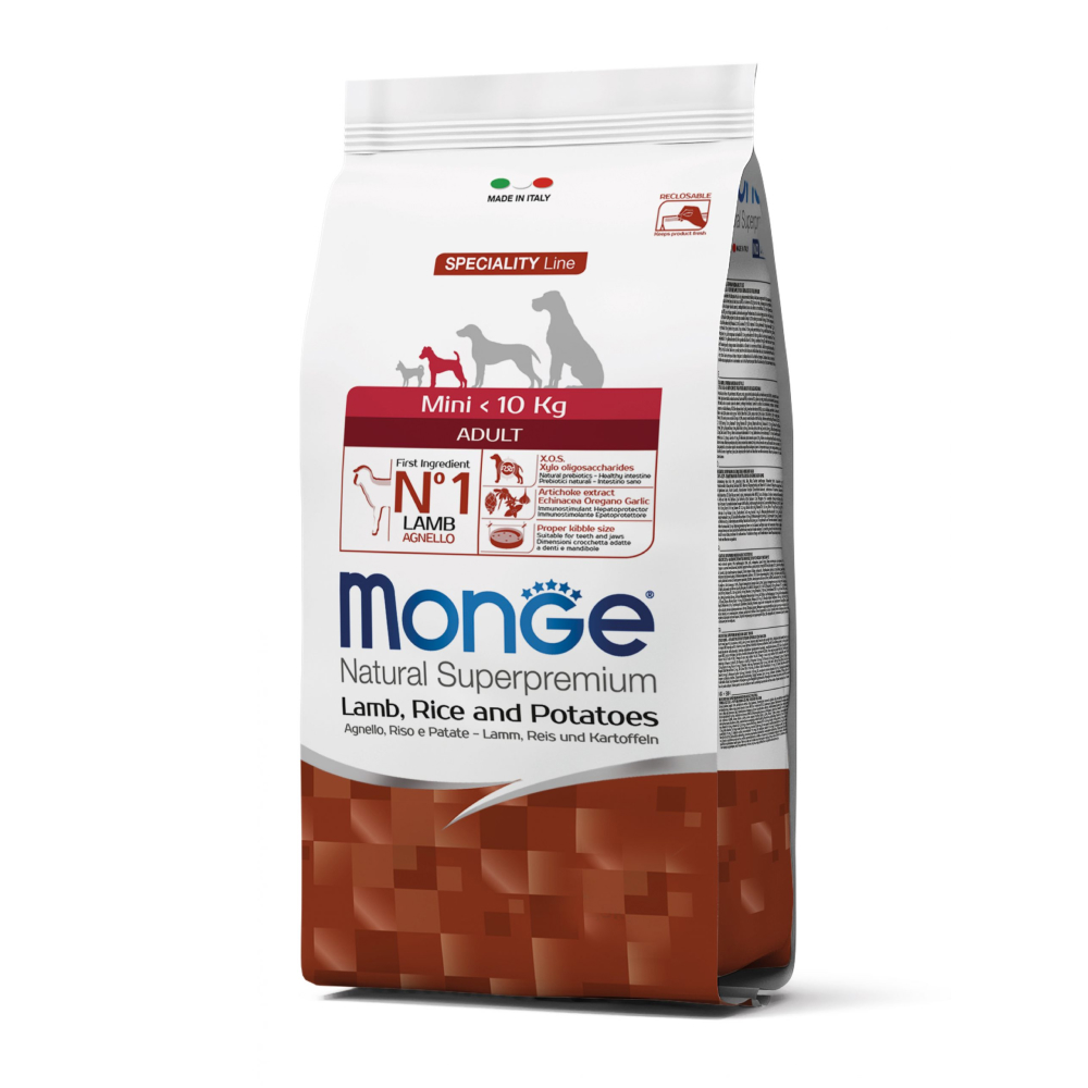 Сухой корм для собак Monge Mini Adult 15 кг - ягненок, рис, картофель